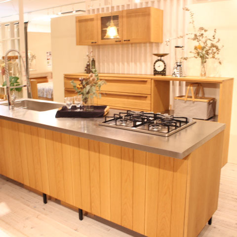 関西限定！現品のみ対象 対面キッチンＷ2550 オーク材