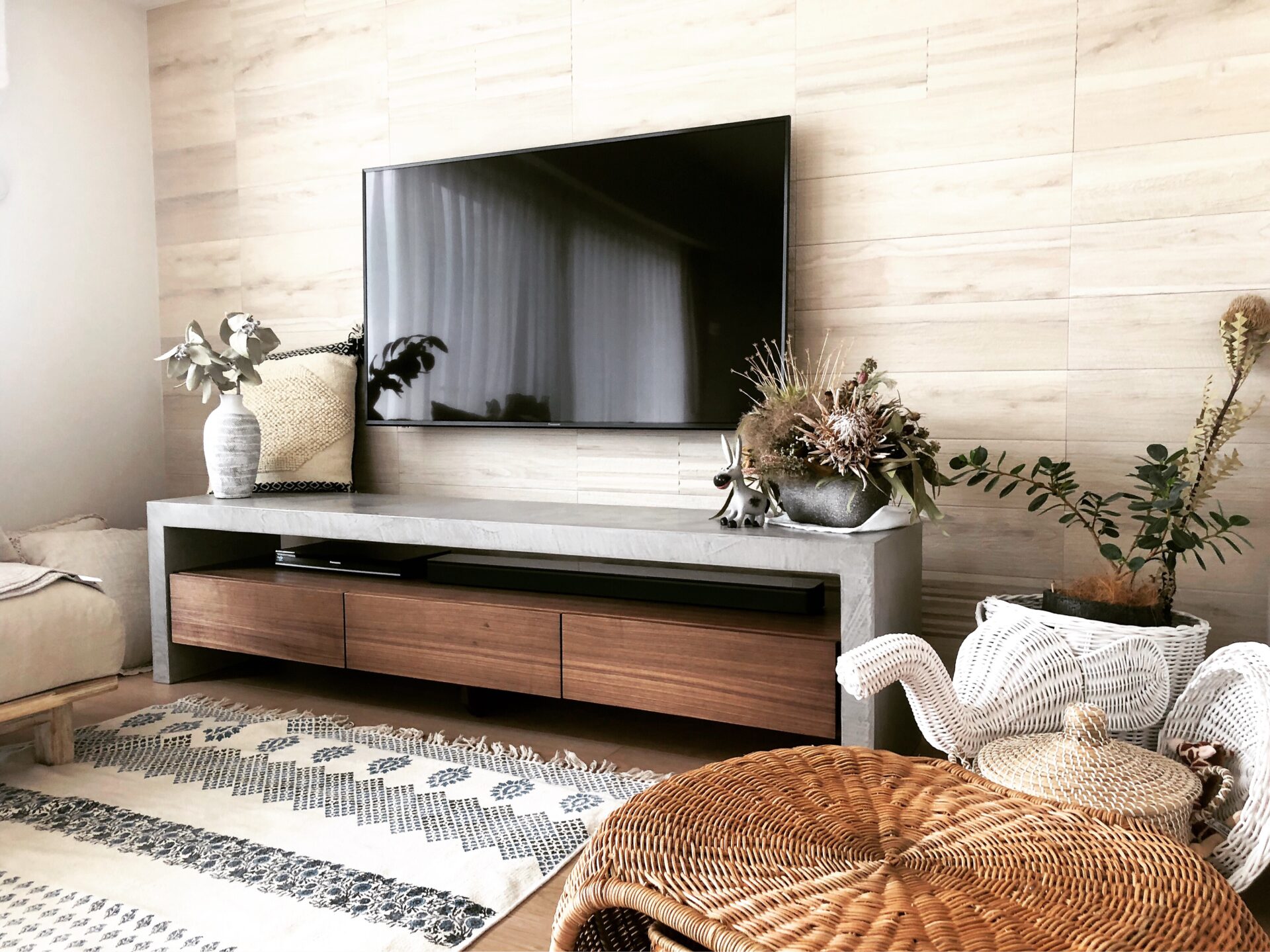 120cm｜ライトグレー｜テレビボード｜ボックステーブル｜薄塗りモルタル 120cm｜ライトグレー｜テレビボード｜ボックステーブル｜薄塗り